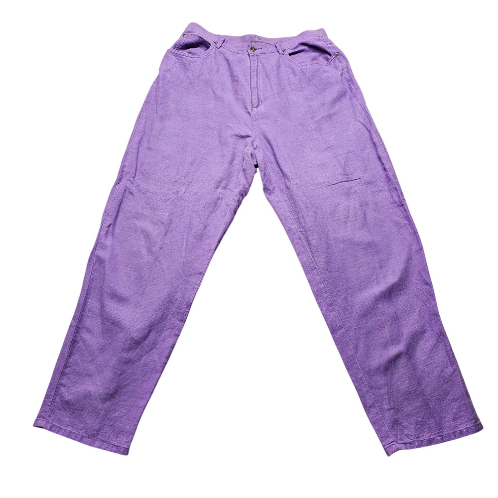 Lizwear Purple Linen Blend High Waisted Straight Leg Pants Womens Size 16